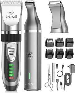 oneisall Dog Clippers and Dog Paw Trimmer Kit 2 in 1 Pet Cat Dog Grooming Kit