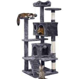 Best Cat Trees Yaheetech 54in Cat Tree Tower Condo Furniture Scratch Post for Kittens Pet House Play 54in Gray