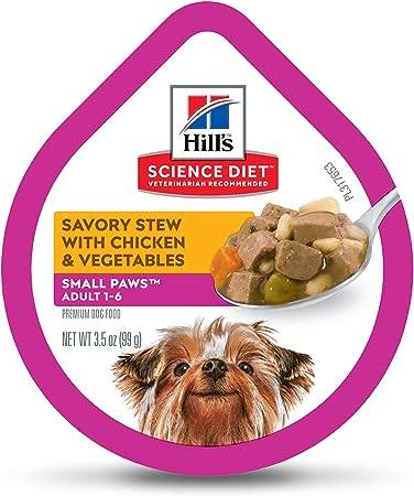 Hill's Science Diet Wet Dog Food, Adult, Small Paws for Small Breeds, Savory Stew Chicken & Vegetables, 3.5 oz. Cans, 12-Pack