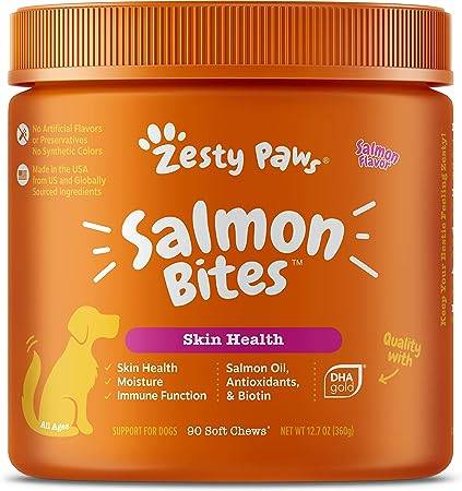 Salmon Fish Oil Omega 3 for Dogs - with Wild Alaskan Salmon Oil - Anti Itch Skin & Coat + Allergy Support - Hip & Joint + Arthritis Dog Supplement + EPA & DHA - 90 Chew Treats - Salmon Flavor